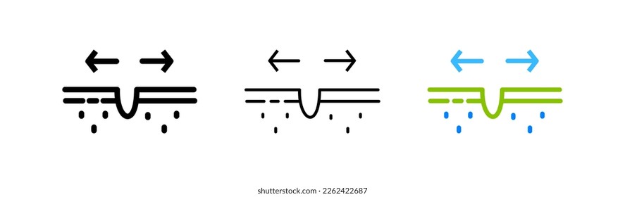 Skin care set icon. Water drops, hydration, moisturizing, waterproof, protection, collagen, korean cosmetics, korea, hyaluronic acid. Cosmetology concept. Vector icon in line, black and colorful style