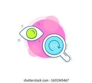 Skin care sign. Research complex icon. Uv protection cream line icon. Cosmetic change symbol. Analytics or analysis banner. Uv protection sign. Vector