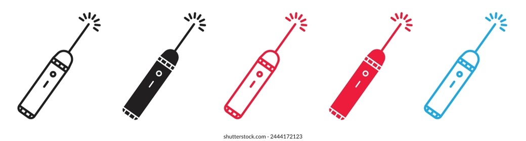 Skin Care Surgery with Laser Pointer Equipment Icons for Aesthetic Treatments