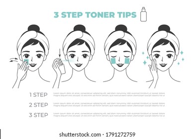 Skin care toner tips with various actions set. skincare . Premium Vector