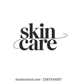 Skin Care Typography Text Vector Template Illustration Background for Beauty, Wellness, and Cosmetics Branding, Featuring Skincare Products, Facial Treatment, and Health Care Designs