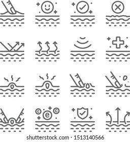 Skin Care Vector Line Icon Set. Contains such Icons as Moisturizing, Acne, Dermatology, Vitamin, Skin care and more. Expanded Stroke