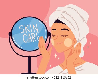 skin care woman with cream