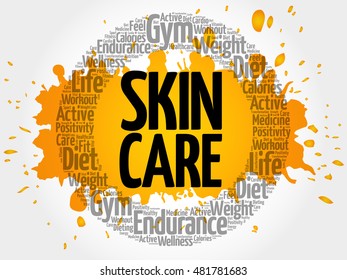 Skin care word cloud collage, health concept background