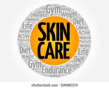 Skin care word cloud collage, health concept background