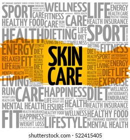 Skin care word cloud collage, health concept background