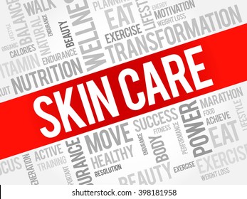 Skin care word cloud, health concept