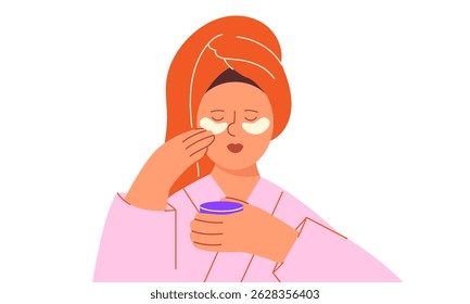 Сosmetik skin care. Young girl, a woman applying patches to her face