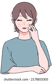 Skin care_Illustration of a woman who closes her eyes and smiles