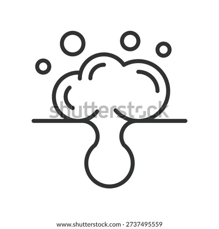 Skin cleansing process icon in line design. pore detox exfoliation foam bubbles on white background vector. skin cleansing editable stroke icon