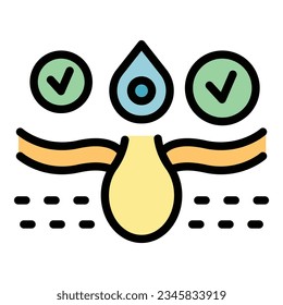 Skin collagen icon outline vector. Hair cell. Cosmetic gel color flat