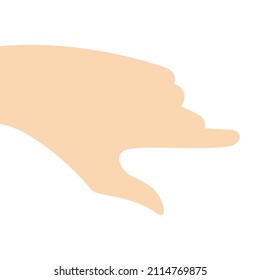 Skin color arrow hand pointing finger sign. Flat vector illustration isolated on white background.