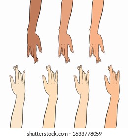 Skin Color Hand. Skin Type Bundle Vector with Isolated White Background