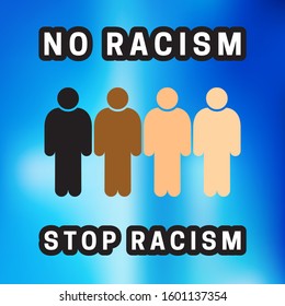 skin color people icon no racism stop racism poster banner on blue gradient background