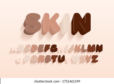 skin color typography design vector, illustration