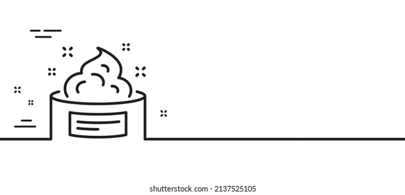 Skin cream line icon. Face care sign. Gel or Lotion symbol. Minimal line illustration background. Skin cream line icon pattern banner. White web template concept. Vector