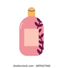 skin cream with a pink color and leaves vector illustration design