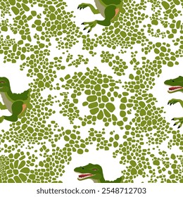 Skin Dinosaur Pattern, Spinosaurus Portrait Background, Head in an oval Frame. Vector