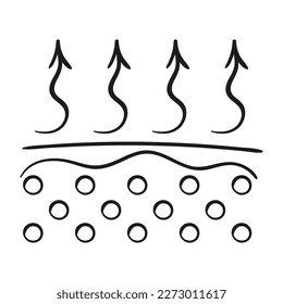 Skin elasticity line icon. Skin layers with up arrows. Vector