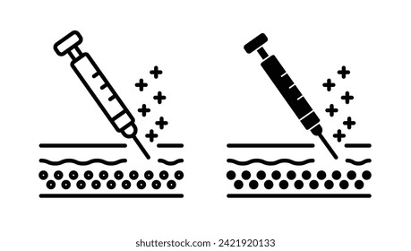 Skin Enhancement Line Icon. Cosmetic Injection Icon in Black and White Color.