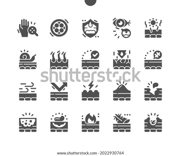 Skin. Eye wrinkles. Skin cancer. Hair removal.\
Delicate skin. Beauty, treatment, medical and dermatology. Vector\
Solid Icons. Simple\
Pictogram