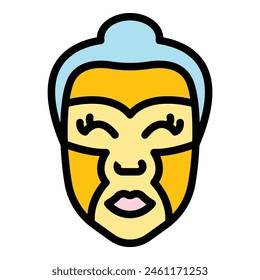 Skin facial massage icon outline vector. Woman face. Roller care color flat