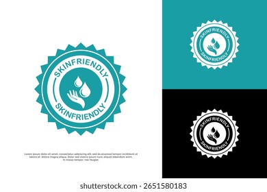 Skin friendly icons with hand and water drops, indicating gentle and hypoallergenic products.