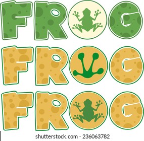 Skin Frog Text Cartoon Design. Vector Collection Set