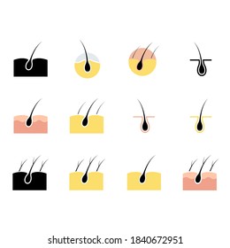 Skin hair/ hair treatments icon set vector.