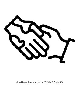 Vector de contorno de icono del apretón de manos de la piel. Médico de salud. Alérgico seco