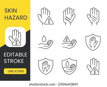 Skin hazard line icons set vector with editable stroke.