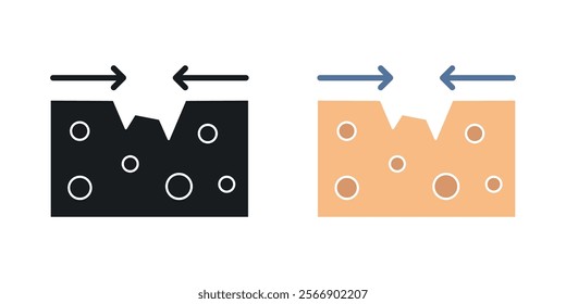 Skin healing icon set in black and colored