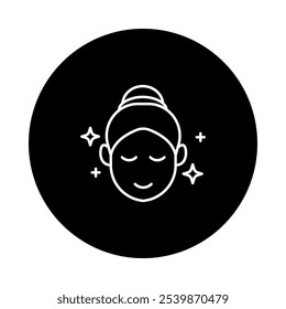 Skin Health Icon – A Calm Face with Sparkles Representing Clear and Healthy Skin
