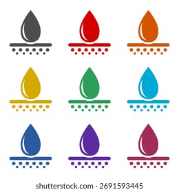 Skin hydration icon isolated on white background. Set icons colorful