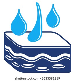 Skin Hydration icon represented by skin, water droplets Dualtone style.