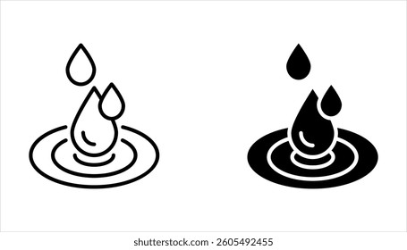 Skin hydration line outline icon set, vector illustration on white background.