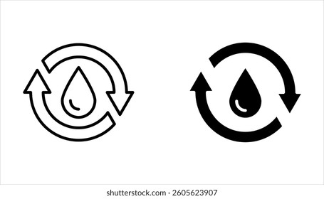 Skin hydration line outline icon set, vector illustration on white background.