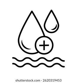 Skin hydration line outline icon  vector illustration, pictogram isolated on white background. color editable