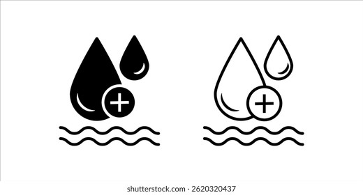 Conjunto de ícones de contorno de linha de hidratação da pele, ilustração vetorial em fundo branco.