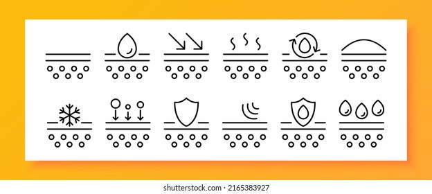 Skin hydration set icon. Skin care cream, sunscreen, pore cleaning, acne protection. Moisturizing the skin. Vector line icon for Business and Advertising