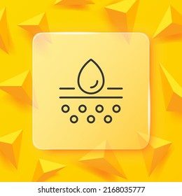 Skin hydration set icon. Skin care cream, drop of water, sunscreen, pore cleaning, acne protection. Moisturizing the skin concept. Glassmorphism style. Vector line icon for Business and Advertising