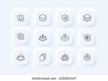 Icono del conjunto de hidratación de la piel. Crema de cuidado de la piel, protector solar, limpieza porosa, protección de acné, vitamina d, cosméticos coreanos, vitamina c, alergias estacionales. Hidratación del concepto cutáneo. Estilo neomorfista
