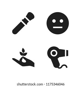 skin icon. 4 skin vector icons set. beauty, hand holding a stalk and straight icons for web and design about skin theme