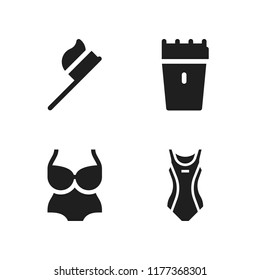skin icon. 4 skin vector icons set. swimming suit, hygienic and swimsuit icons for web and design about skin theme