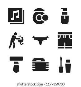 skin icon. 9 skin vector icons set. gauze, quaver and bikini icons for web and design about skin theme