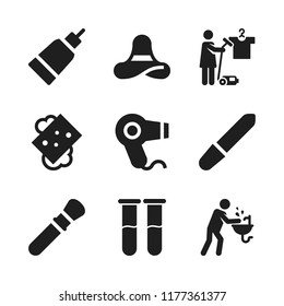 skin icon. 9 skin vector icons set. hair dryer, drying and pedicure icons for web and design about skin theme