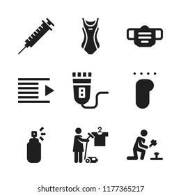 skin icon. 9 skin vector icons set. mask, drying and spray icons for web and design about skin theme