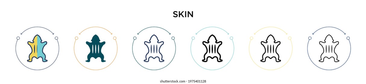 Skin icon in filled, thin line, outline and stroke style. Vector illustration of two colored and black skin vector icons designs can be used for mobile, ui, web