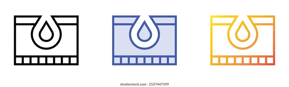 Skin-Symbol. Lineares, blaues Füllungs- und Farbverlauf-Design einzeln auf weißem Hintergrund