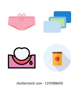 skin icon set. vector set about products, panties, tooth and depth perception icons set.